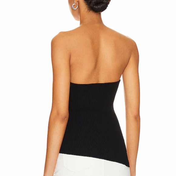 Black Strapless Ribbed Top - Picture 3 of 4